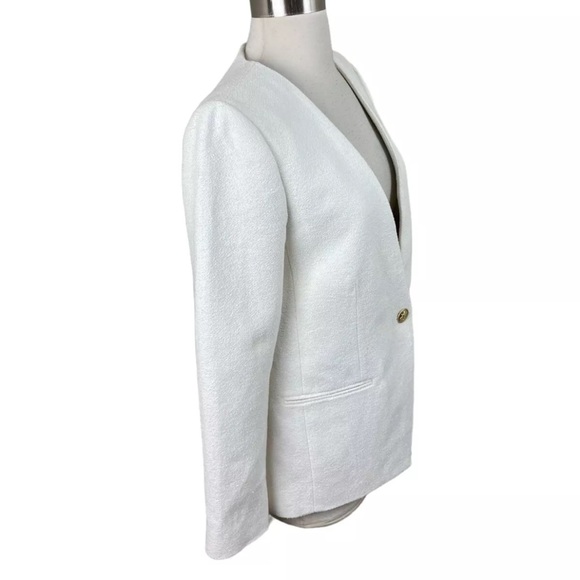 J Crew Collection Alfie Collarless Blazer Ivory Textured Boucle Gold Buttons - Picture 5 of 6